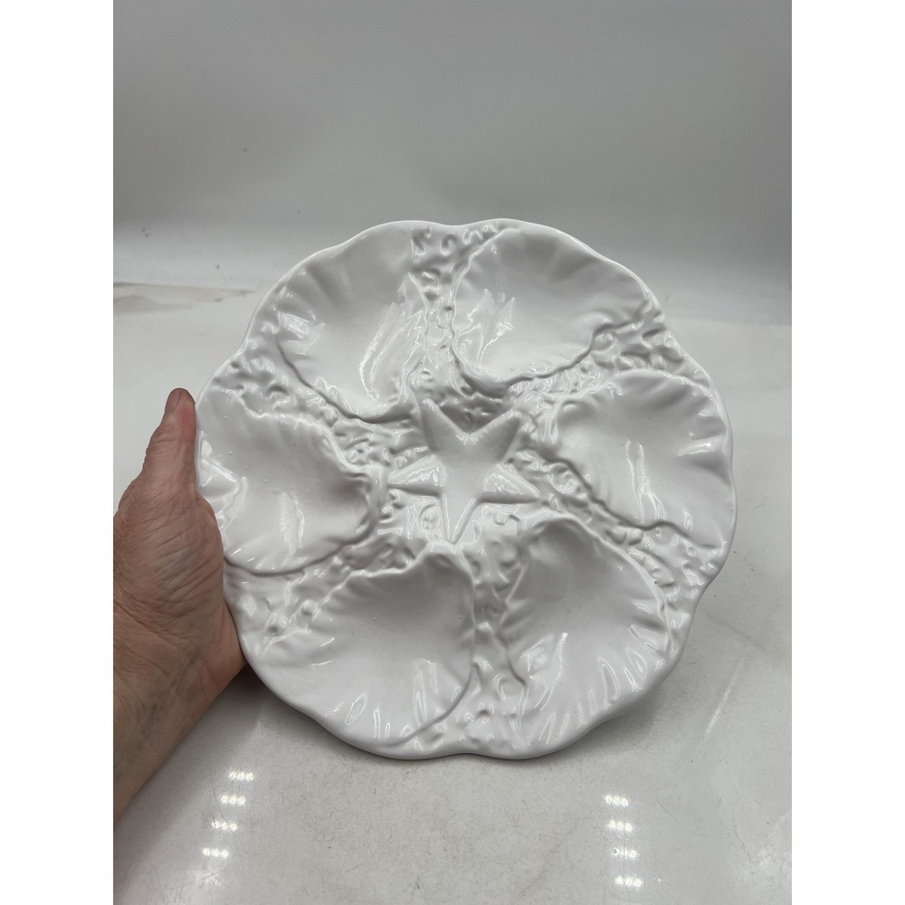 Neto & Gomes Oyster Plate White Ceramic Seafood Dish Starfish Center Portugal - Picture 6 of 11